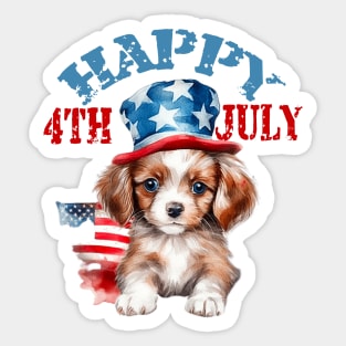 Happy 4th of July-Puppy Sticker